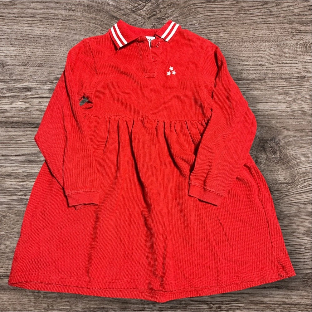 Girls Gymboree Dress Size Small 3 Years Red Flower Embroidered Collar XXL